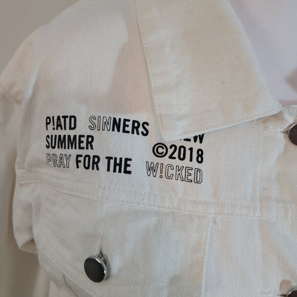 Panic! At The Disco Size S Pray For The Wicked 2018 Official White Jean Jacket - Picture 12 of 16